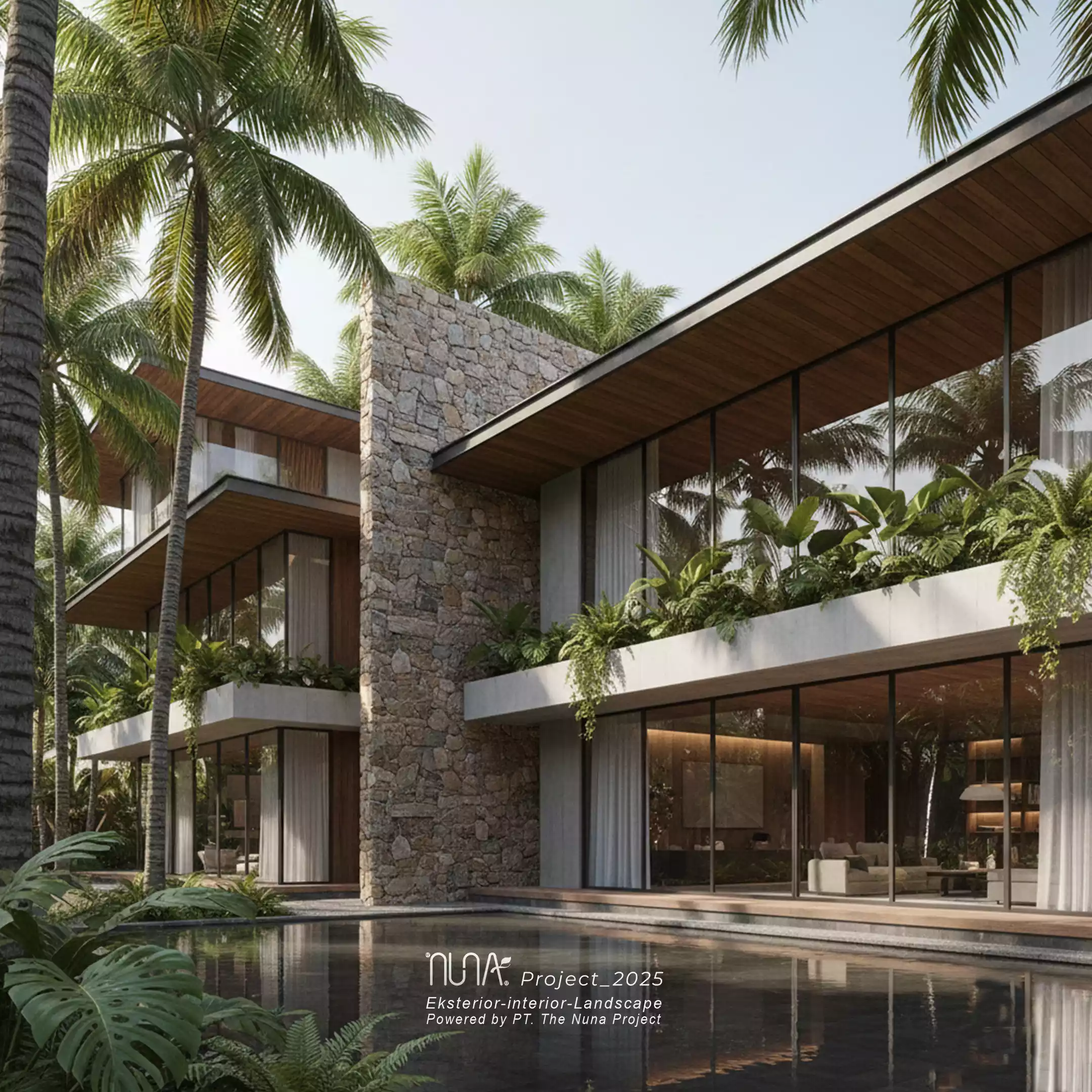 Rumah dengan material batu alam