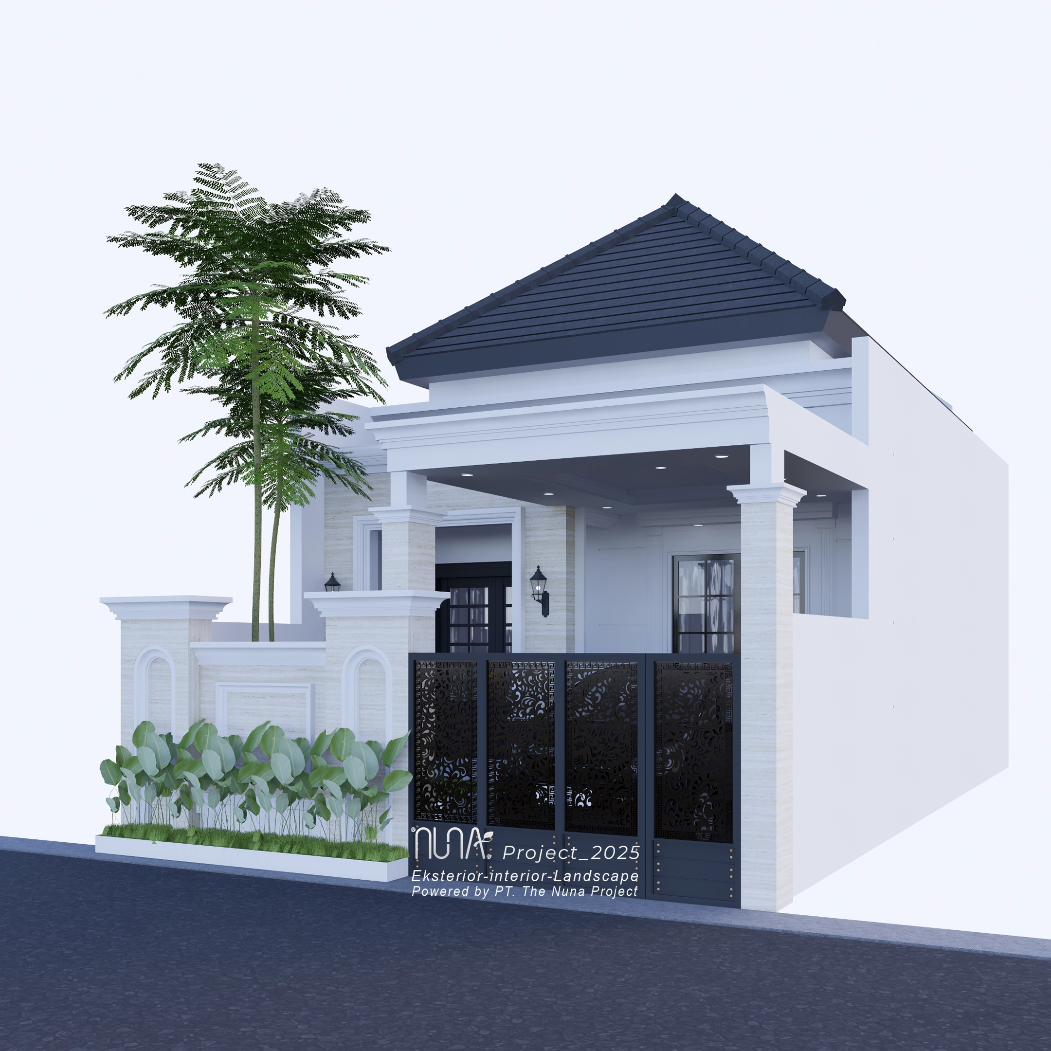 Desain 3D rumah tipe 40 berpagar Limbad 212 Residence